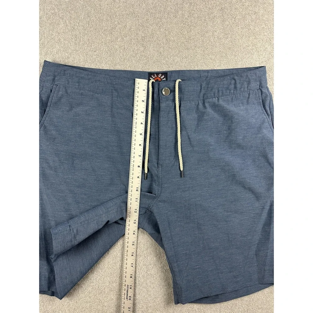 Faherty All Day Shorts Mens 38 Blue Chino Drawstring Stretch Casual 9 Inseam
